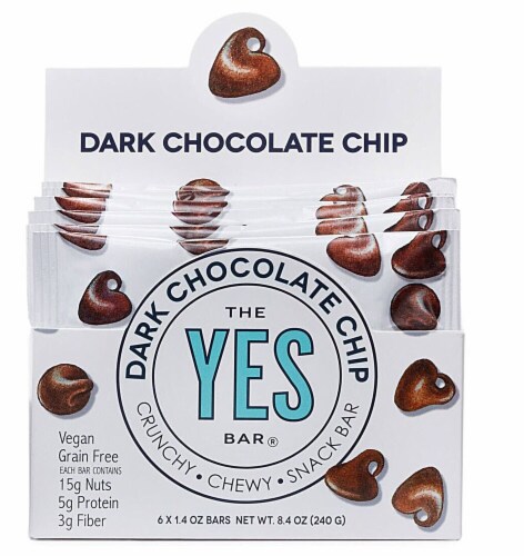 The YES Bar  Vegan Gluten Free Real Food Paleo Snack Bar   Dark Chocolate Chip Perspective: front