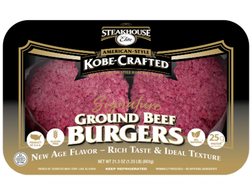 Steakhouse Elite Kobe Ground Beef Burgers Perspective: front