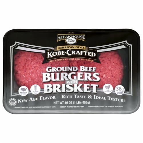 Steakhouse Elite Ground Beef Burgers with Brisket Perspective: front