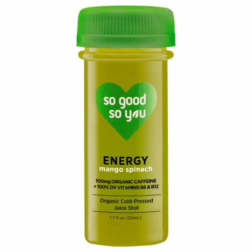 So Good So You Mango Spinach Energy Probiotic Shot Perspective: front