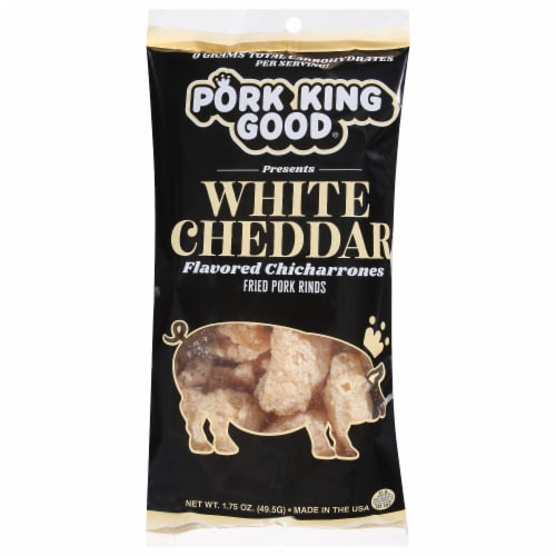 Pork King Good® White Cheddar Chicharrones Fried Pork Rinds Perspective: front