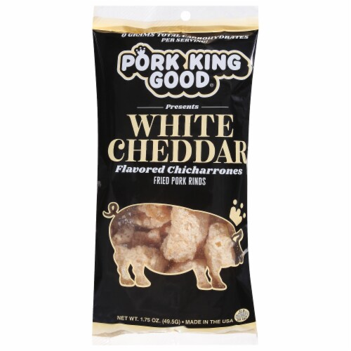 Pork King Good® White Cheddar Chicharrones Fried Pork Rinds Perspective: front