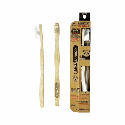 Senzacare Eco Friendly Soft Bristle Bamboo Toothbrush Perspective: front