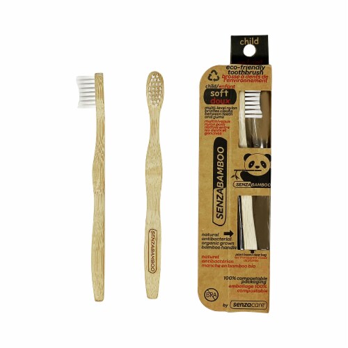 Senzacare Soft Bristly Eco Friendly Bamboo Children's Toothbrush Perspective: front