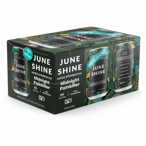 Juneshine Midnight Painkiller Hard Kombucha, 6 cans / 12 fl