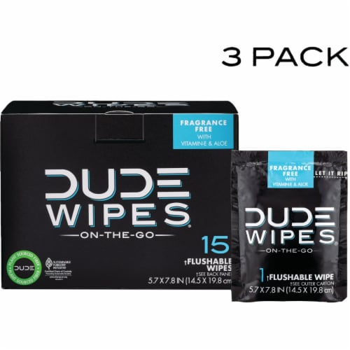 DUDE Wipes® Flushable Wipe Travel Packets Perspective: front