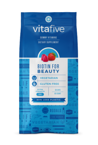 vitafive Biotin for Beauty Gummie Vitamins 60 Count Perspective: front