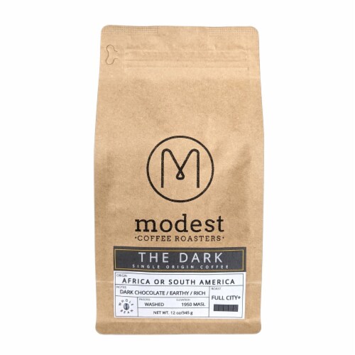 Modest Coffee The Dark Blend Dark Roast Whole Bean Coffee Perspective: front