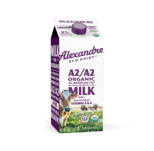 Alexandre Family Farm A2 Organic 2% Reduced Fat Milk Perspective: front