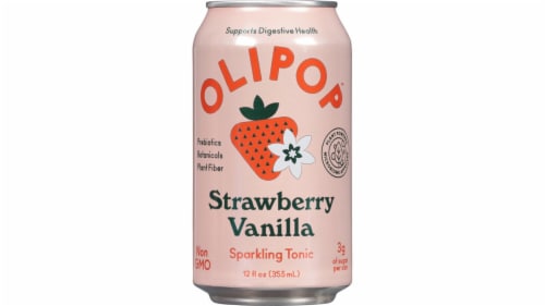 Olipop® Strawberry Vanilla Soda Can Perspective: front