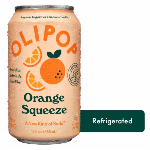 Olipop™ Orange Squeeze Soda Can Perspective: front