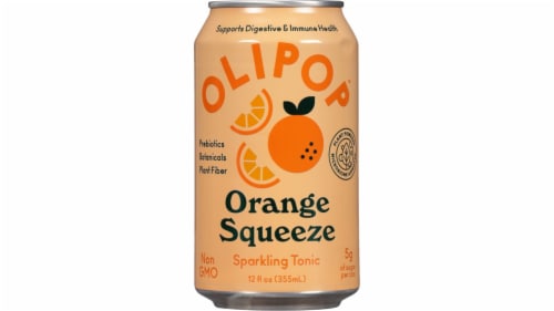Olipop® Orange Squeeze Soda Can Perspective: front