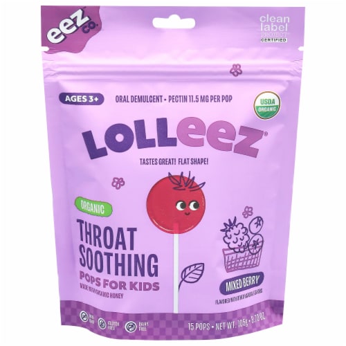 Lolleez® MIxed Berry Organic Throat Soothing Pops Perspective: front