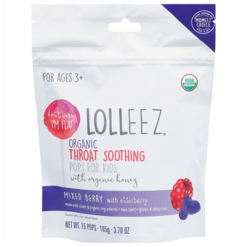 Lolleez® Throat Soothing Organic Mixed Berry Flavor Pops Perspective: front