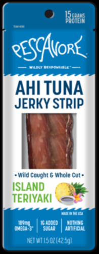 Pescavore Ahi Tuna Jerky Island Teriyaki Perspective: front