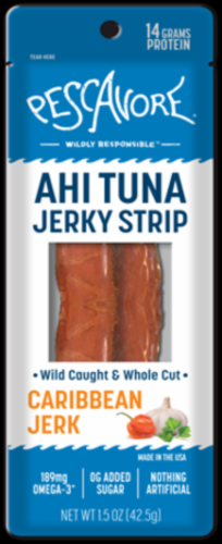 Pescavore Ahi Tuna Jerky Caribbean Jerky Perspective: front