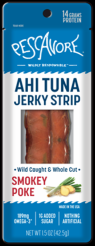 Pescavore Ahi Tuna Jerky Smokey Poke Perspective: front