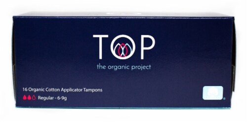 TOP Regular Absorbency Organic Cotton Applicator Tampons Perspective: front