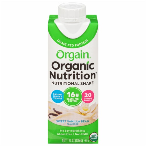 Orgain Organic Nutrition Sweet Vanilla Bean Shake Perspective: front