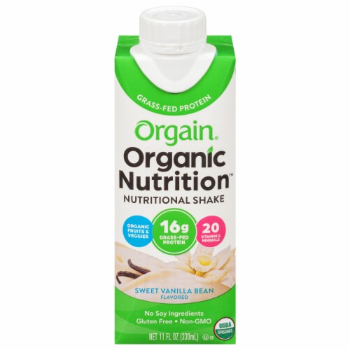 Orgain Organic Nutrition Sweet Vanilla Bean Shake Perspective: front