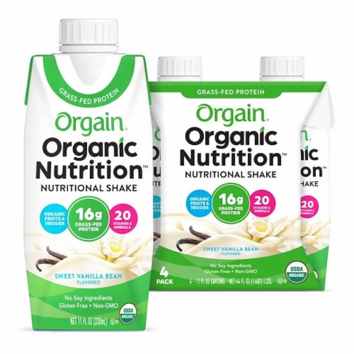 Orgain® Organic Nutrition Sweet Vanilla Bean Flavor Nutritional Shakes Perspective: front