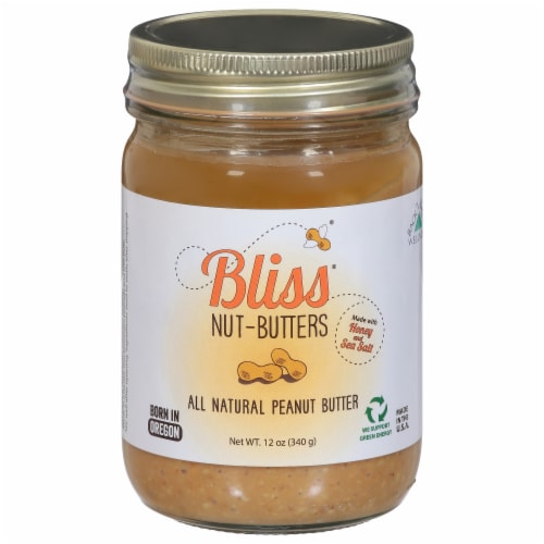 Bliss All Natural Peanut Butter With Honey & Sea Salt Perspective: front
