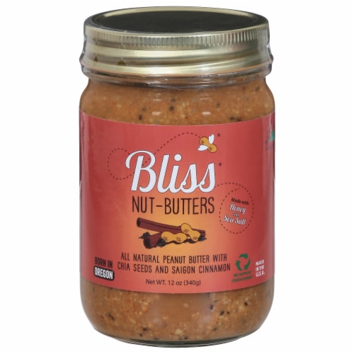 Bliss All Natural Honey & Sea Salt Peanut Butter With Chia Seeds And Saigon Cinnamon Perspective: front