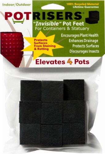 Potrisers Invisible Pot Feet for Containers and Statuary - 16 Pack - Black Perspective: front