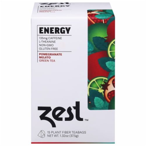 Zest Tea Pomegranate Mojito Energy Green Tea Perspective: front