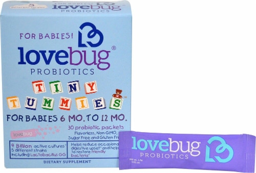LoveBug Probiotics Tiny Tummies For Babies 6 -12 Mo 30 Count Perspective: front