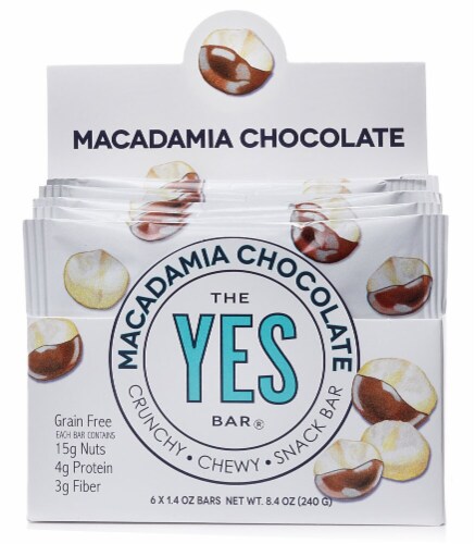 The YES Bar  Gluten Free Real Food Paleo Snack Bar   Macadamia Chocolate Perspective: front