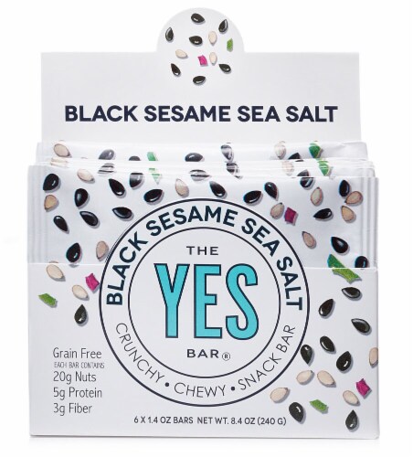 The YES Bar  Gluten Free Real Food Paleo Snack Bar   Black Sesame Sea Salt Perspective: front