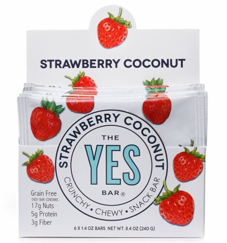 The YES Bar  Gluten Free Real Food Paleo Snack Bar   Strawberry Coconut Perspective: front