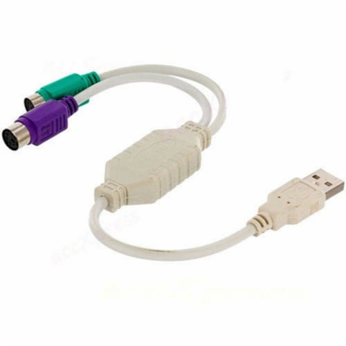 SANOXY PS/2 Dual PS2 to USB 2.0 Converter Active Adapter Cable for Computer Mouse, Keyboard Perspective: front