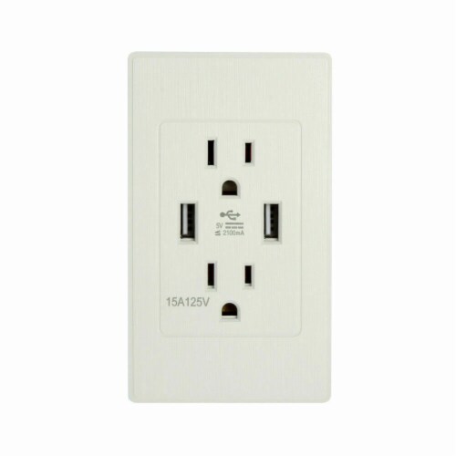 Dual USB Port Wall Socket Charger AC Power Receptacle Outlet Plate