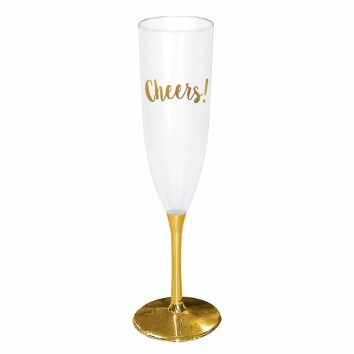 Cheers Champagne Glasses - Gold, Hot-Stamped Perspective: front