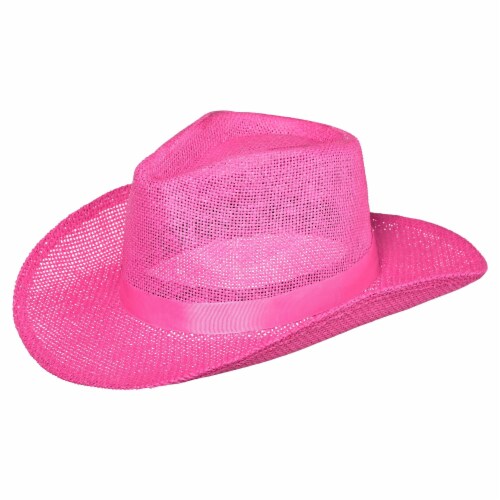 Straw Cowboy Hat - Pink Perspective: front