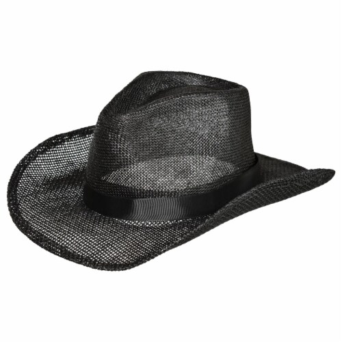 Straw Cowboy Hat - Black Perspective: front
