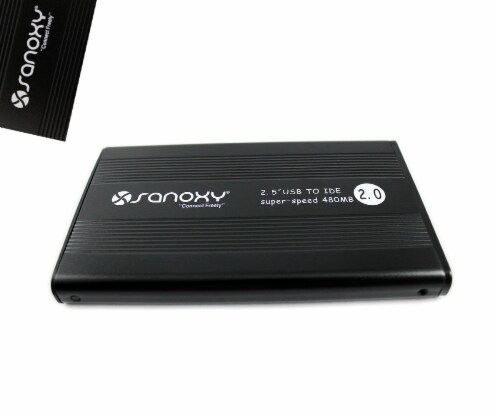 SANOXY USB 2.0 External 2.5-Inch IDE HDD Enclosure Case (BLACK) Perspective: front