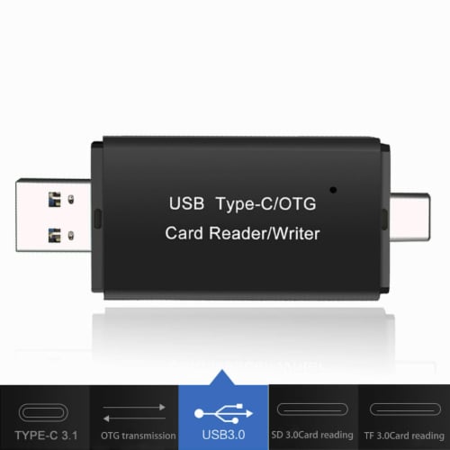 SANOXY 3 in 1 Type C Micro USB & USB OTG Adapter SD TF Card Reader Perspective: front