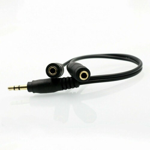 1.5FT 2 Female to 1 Male Gold Plated 3.5mm Audio Y Splitter Headphone Cable Foot Perspective: front