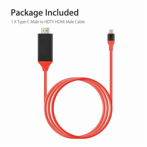 USB-C Type C to HDMI HDTV TV Cable Adapter compatible with Samsung Galaxy S10 Note 9 MacBook Perspective: front