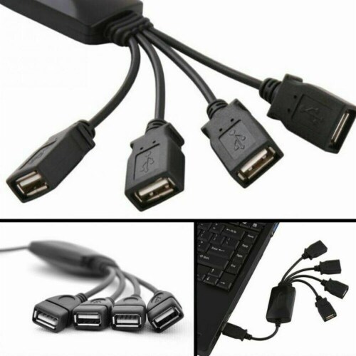 4 Port USB 2.0 High Speed Hub Octopus Splitter 480 Mbps for PC Laptop Notebook Perspective: front