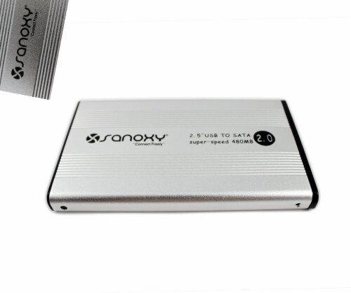 SANOXY USB External 2.5-Inch HDD SATA Enclosure Case (SILVER) Perspective: front
