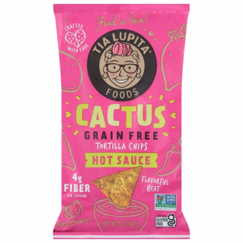 Tia Lupita® Hot Sauce Cactus Tortilla Chips Perspective: front