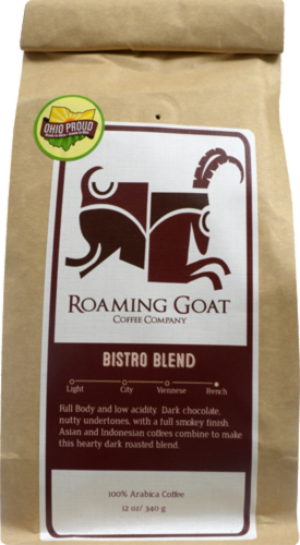 Roaming Goat Bistro Blend Dark Roast Coffee Perspective: front