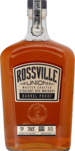 Rossville Union Barrel Proof Straight Rye Whiskey Perspective: front