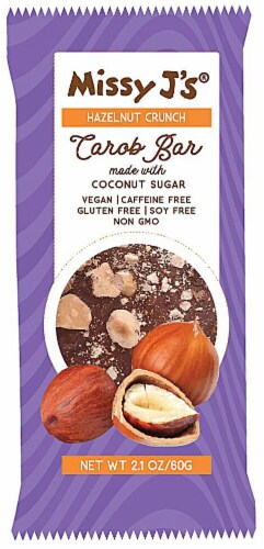 Missy J's Hazelnut Crunch Carob Bar Perspective: front