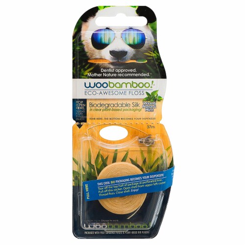 Woobamboo Eco-Awesome Mint Floss Perspective: front