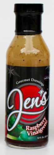 Jen's Gourmet Dressings Raspberry Vinaigrette Salad Dressing Perspective: front